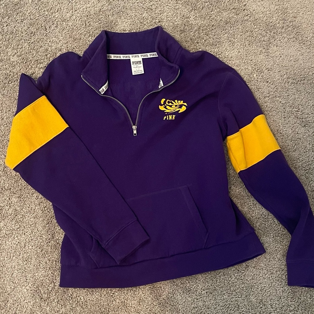Victoria's Secret Pink Purple Pull Over with Pockets LSU Tigers/ Louisiana